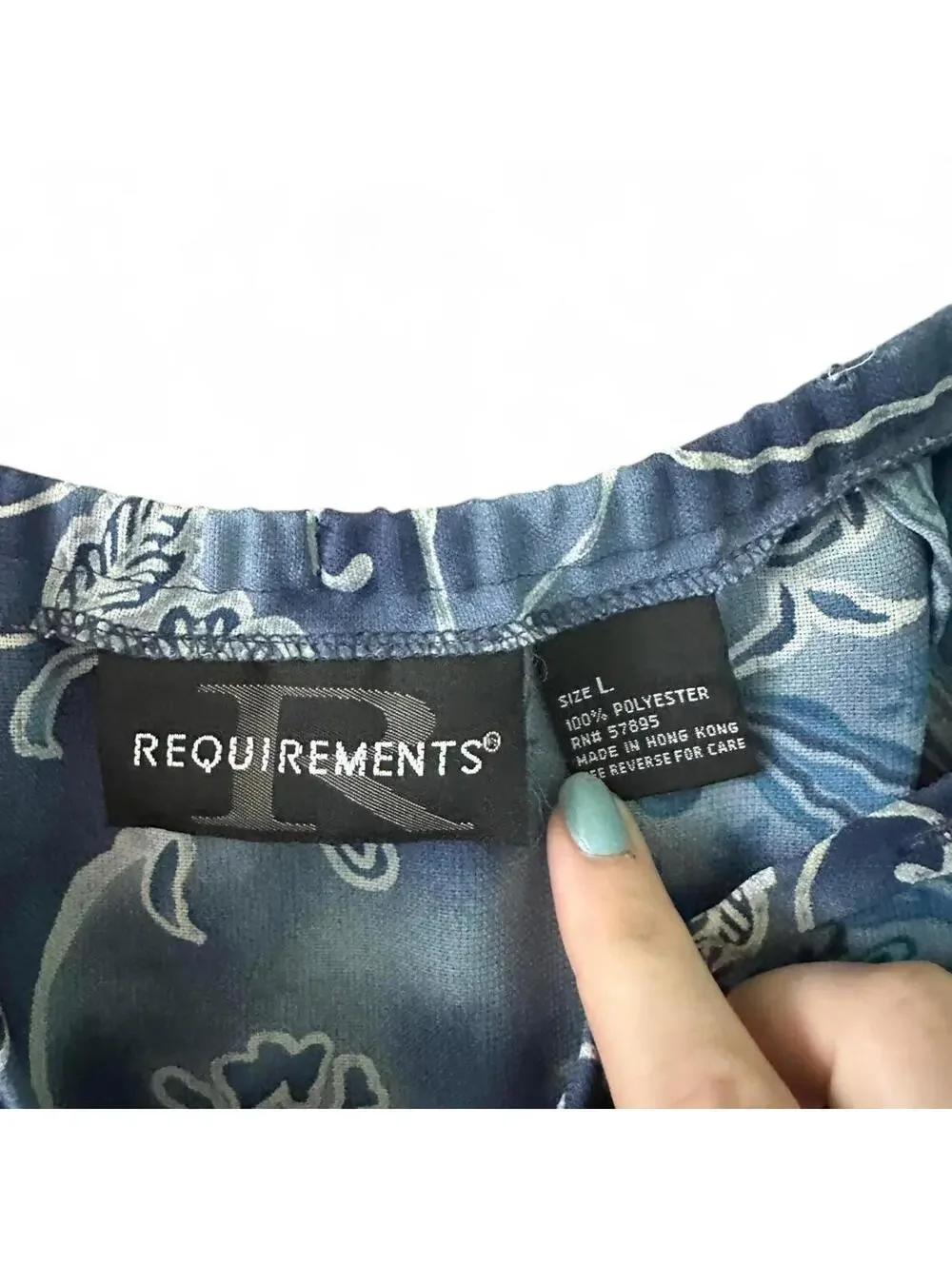 Vintage REQUIREMENTS Blue & White Floral Paisley Maxi Skirt - Size L